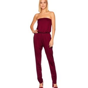 Susana Monaco Strapless Blouson Skinny Jumpsuit Size Large